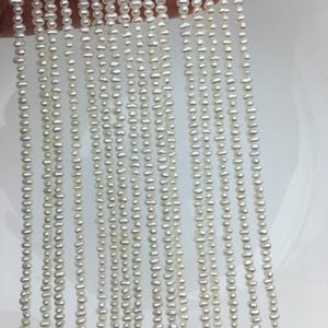 Perlas redondas pequeñas blancas AA+ de 2,5-3 mm, tira completa, perlas Rondelle, perlas blancas de agua dulce, tiras sueltas, SM2-2A-3