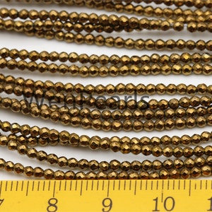 Hematite Brown,2mm Faceted Round,AAA,180 beads,15.5 inches,G50-R2-007