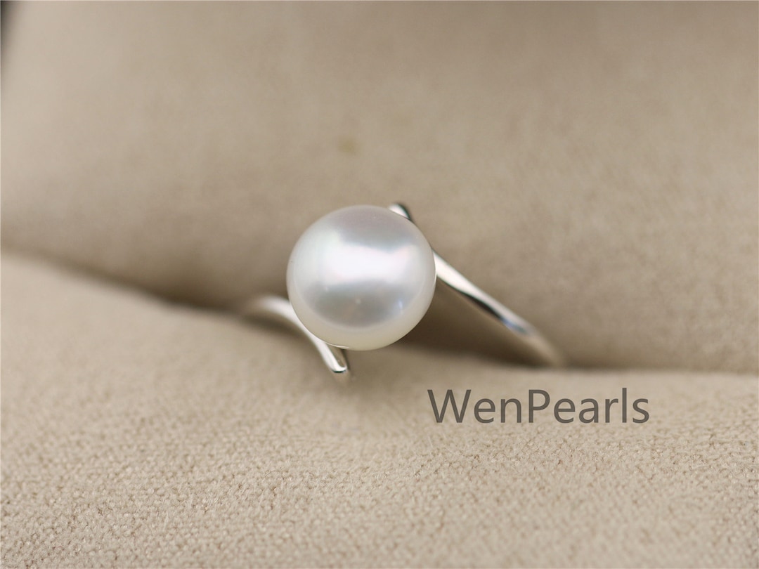AAA White Pearl Genuine Sterling Silver Ring,anniversary Ring