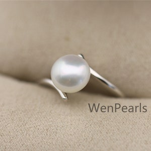 Anello in argento Sterling 925 con perla bianca AAA, anello per anniversario, fedi nuziali economiche per donna, gioielli con anello aperto in argento Sterling 925, R1-019