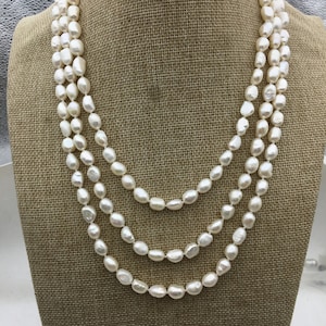 68 inches AA+ white nugget pearl Necklace,8mm long nugget pearl  necklace,Wedding Necklace,NPN1-043