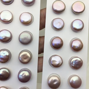 2 pairs AAA 13-14mm Purple Coin Freshwater Loose Pearls Pair,For make Pearl Jewelry,0.9mm half hole,COIN11-3A-3-5