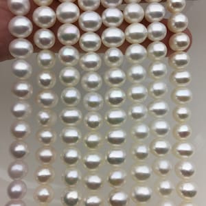 AAA 6.4-7.3mm white potato pearls,white pearl bead strings,Valentine&#39;s Day gift,for pearl necklace,CR7-3A-2