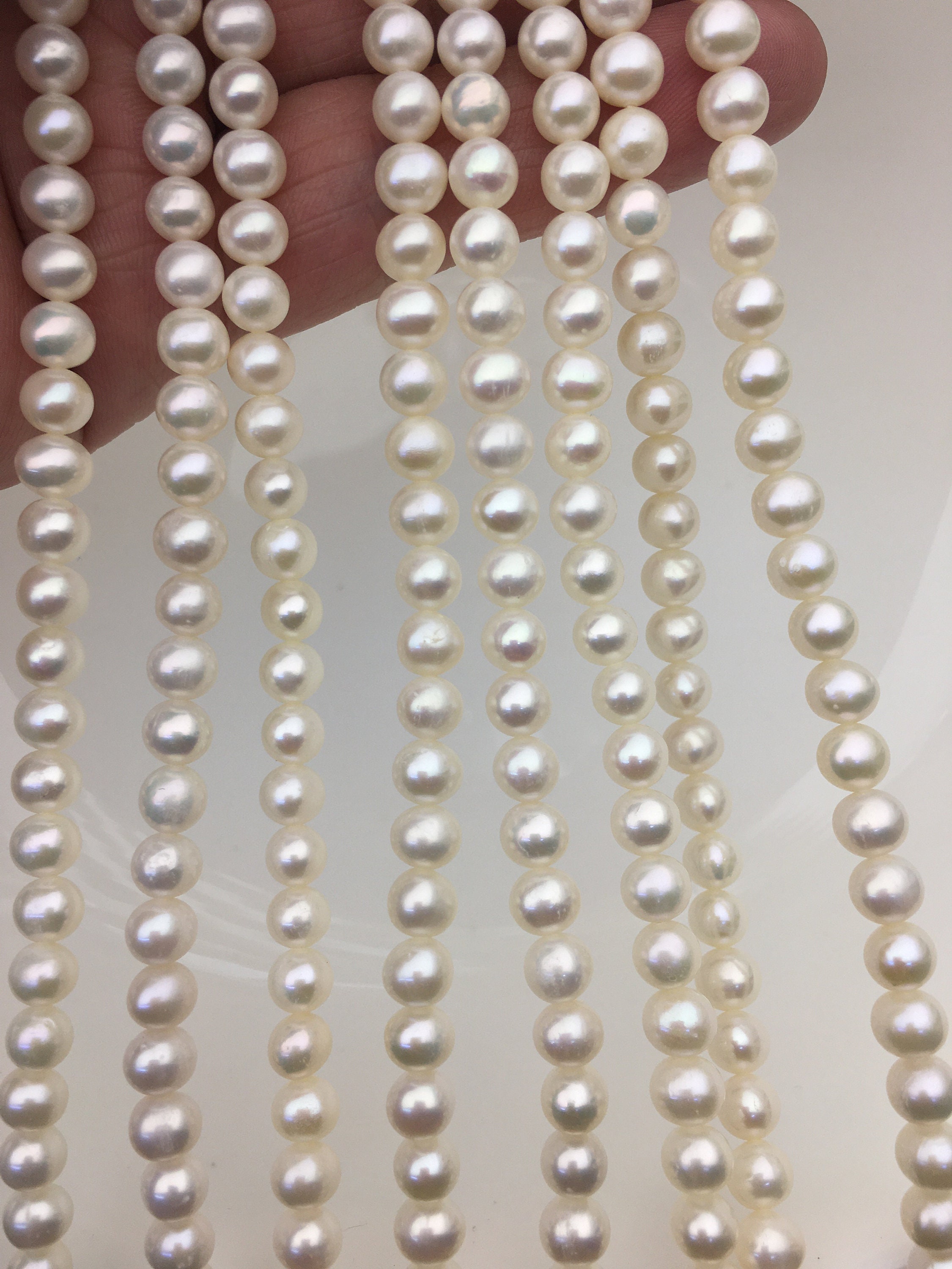 5-5.5mm White Natural Freshwater Pearl Loose Button Flat Back Cabochons 20  pcs