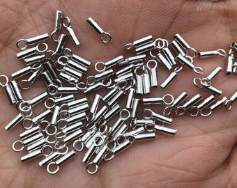 10pcs Sterling Silver Chain End Caps with Loop, Silver Cap for Bracelet Necklace, Silver Cord End Caps,ASL-CL-021