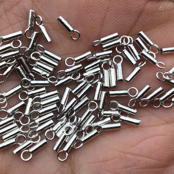 10 Stück Sterling Silber Ketten Endkappen mit Schleife, Silber Kappe für Armband Halskette, Silber Schnur Endkappen,ASL-CL-021