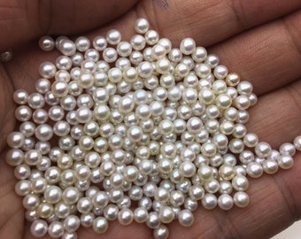 10pcs AAA 3.5-4mm white round seed freshwater pearls,half hole,through hole,Birthday, Anniversary for earrings,for pearl ring,RP3-3A-2