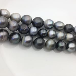 15.5&#39;&#39; 12-15/12-18mm Gray Black Button Round Shape tahitian pearl,TH12-2A-13-16