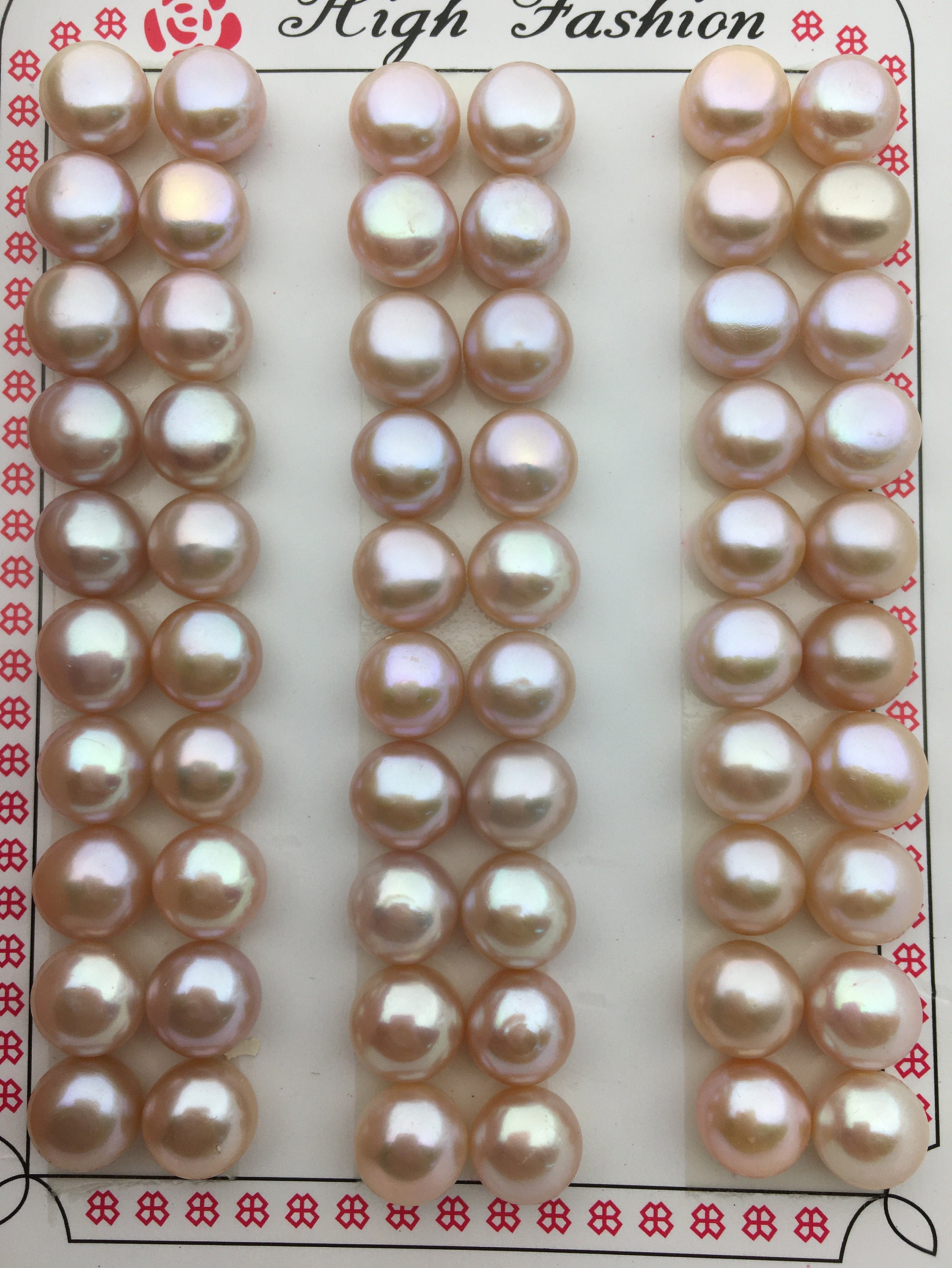 5-5.5mm Half Hole Button Coin Natural Freshwater Pearl Loose Beads 60 Pairs 
