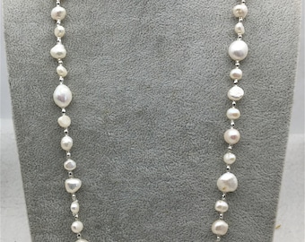 30 inches white nugget pearl Long Necklace,white Pearl necklace,NPN1-081