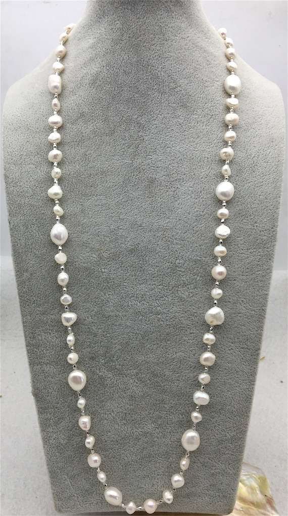 30 Inches White Nugget Pearl Long Necklace white Pearl Necklace npn1 081 Etsy