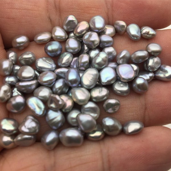 30pcs AAA 5-6mm Gray Keshi freshwater pearls,no hole, baroque pearl,loose pearl beads,very high luster,ZS-127-22