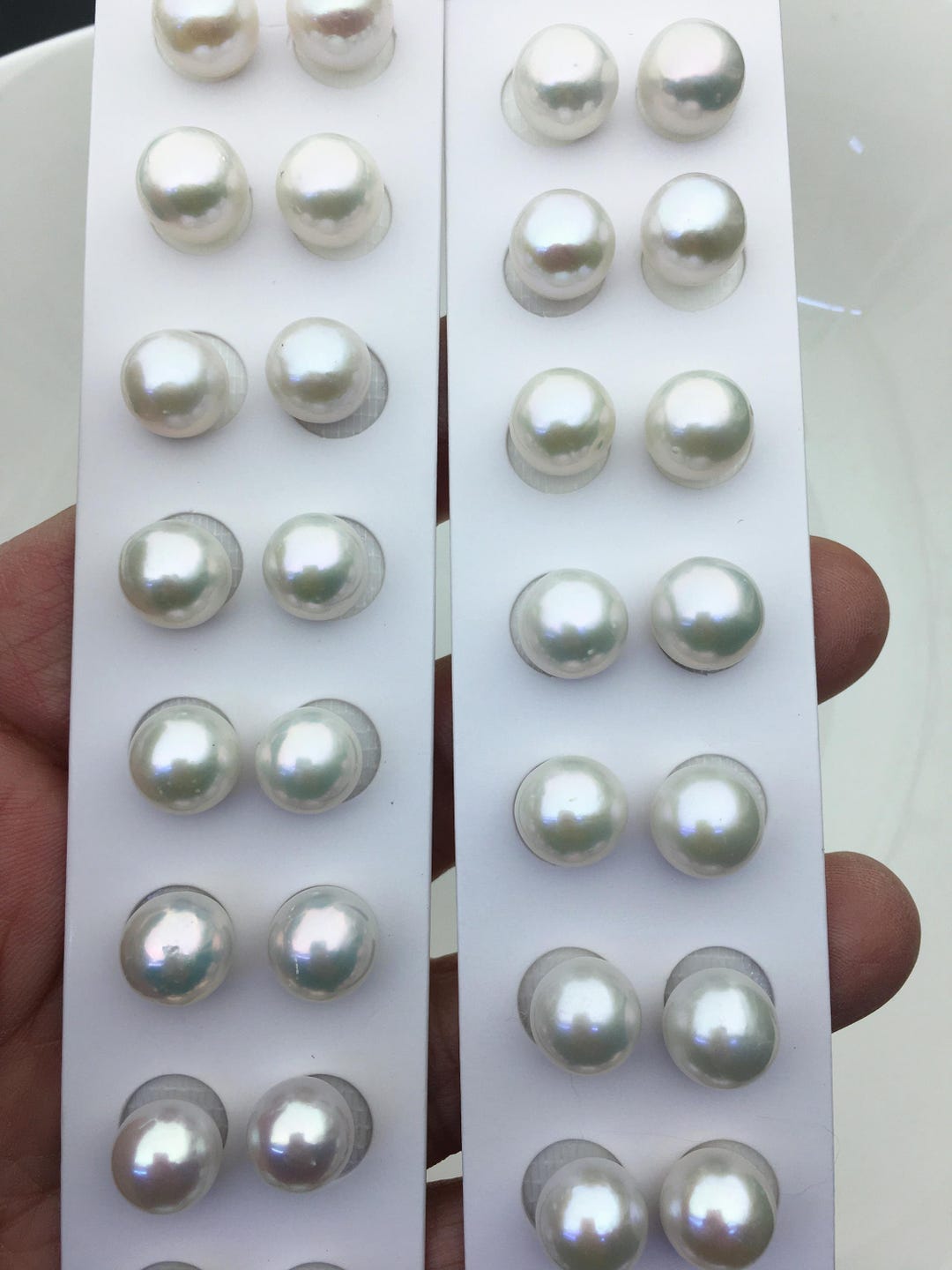 5 Pairs AAA- 10-11mm White Round Freshwater Pearls Pair,no Hole,rp10-3a ...
