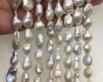 Perle d'eau douce de forme baroque, pépite blanche AA + 10-13mm, ZS-101-2