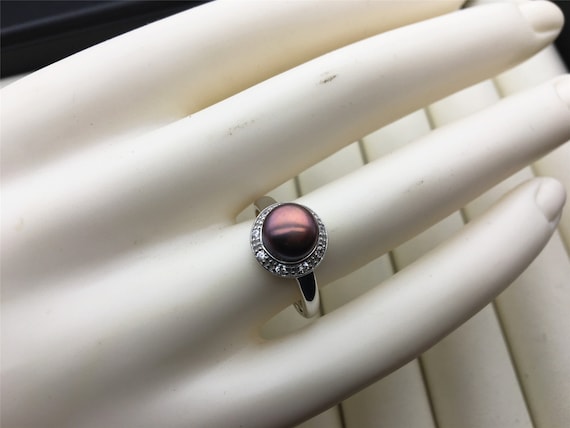 Black Rainbow Freshwater Pearl Ring,s925 Sterling Silver