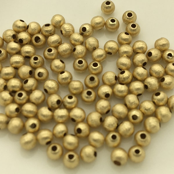 18k Echt Gelb 2mm / 2.5mm / 3mm Gold Frosted Kugel Stil Runde Perlen, 18k Gold Perlen. 18 Karat Spacer Perlen,ASG-PJ-005