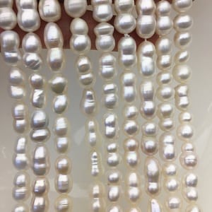 AAA 8-10mm White Gourd baroque pearls strand-white pearl,Grade White Baroque Gourd,DIY,high luster,ZS-114-15