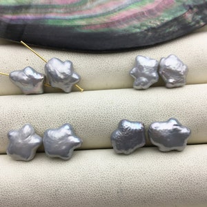 10 pairs AA 9-12mm Gray Five pointed star Shape Freshwater Pearl White loose Beads Piar,wholesale,ZS-103-37-48