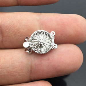 11.5mm Two Rows 925 sterling silver flower clasp, 2 strand clasp, push-in pearl clasp,necklace clasp,fashion jewelry findings, ASL-CL-016