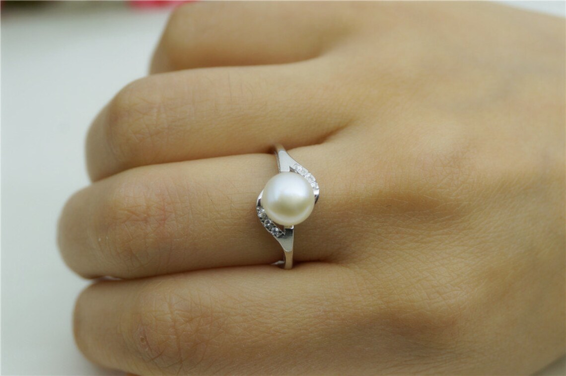 Pearl Promise Ring for Girlsreal Pearl Ringfreshwater Pearl Etsy