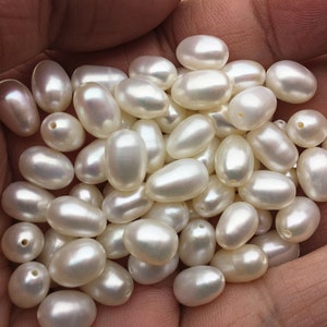 20pcs AAA 6.5-7.2x9.5-10.5mm LONG white Rice freshwater pearls,LR7-T1