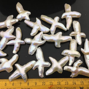 1pc AAA 20-25mm white cross Freshwater  Loose  pearl,no hole,ZS-100-4