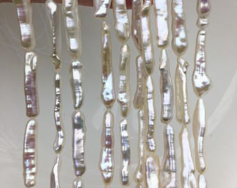 AA+ 4-7mm toothpick Biwa Pearl Necklace,white Pearl necklace,Genuine Fresh Water Pearl,Wedding Necklace,Mothers Day,ZS-80-11