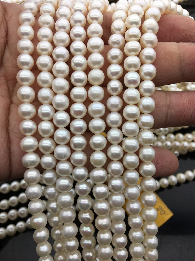 12-15mm Ivory White Near Round Freshwater Pearls Beads for Jewellery Making B