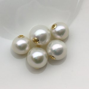 1pc AAA 10-14mm 18k solid gold White Round Edison Pearl Pendant,NC1-015