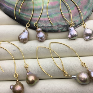 Big Hoop baroque rainbow pearl dangle earrings,wedding pearl earrings,SE3-131-47