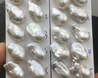 1 pair AAA 14-17x20-30mm White Flameball Pearl Pairs - large Baroque freshwater pearl pairs,0.9mm top half hole,FL15-3A-8-11