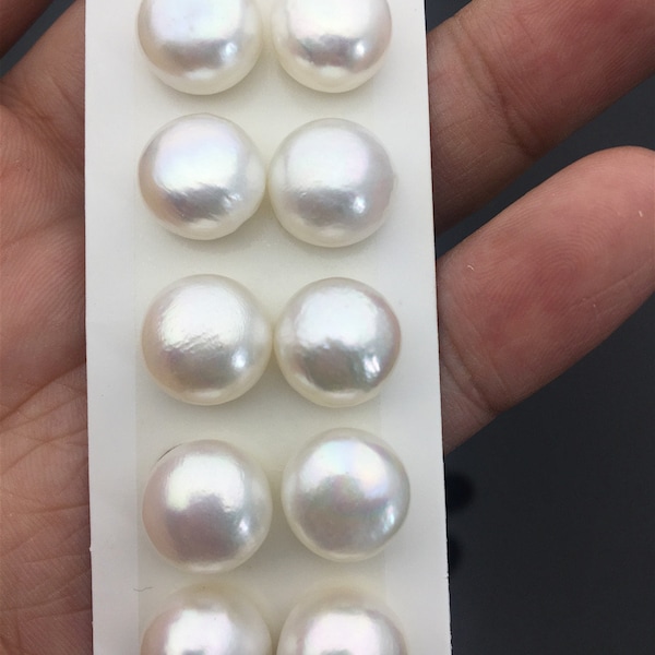 Rare!AAA 12.5-13mm High Luster Thick Skin button freshwater pearls,round button pearl pairs,pearl earring,pearl stud,BTN12-3A-3