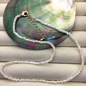 14,5 + 2'' AA + 3-3,5 mm witte kleine zoetwaterparelketting met aardappel, hoge glans, NPN1-072