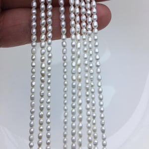 AAA 2.5-3x3-4mm white rice pearls,genuine pearl,Cultured pearl,diy pearl beads,LR2-3A-21