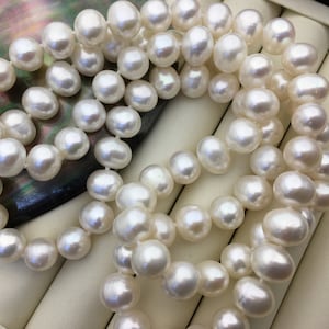 32&#39;&#39; AA+ 10mm whtie potato pearl Necklace,white Pearl necklace,NPN1-018