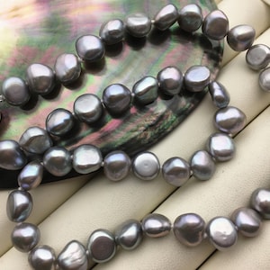 17&#39;&#39; AAA 8-9mm Light Gray Nugget Freshwater Pearl necklace,NPN1-085