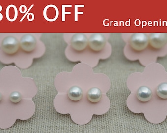 40% KORTING, 2,5 USD, 8-8,5 mm AAAA zoetwaterpareloorbellen, ronde knop, sterlingzilver, witte oorbellen, pareloorbellen, SE1-008