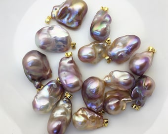 1pc AAA 12-17mm natural purple rainbow baroque pearl pendant necklace, gold plated S925 Sterling silver pendant,NC1-071
