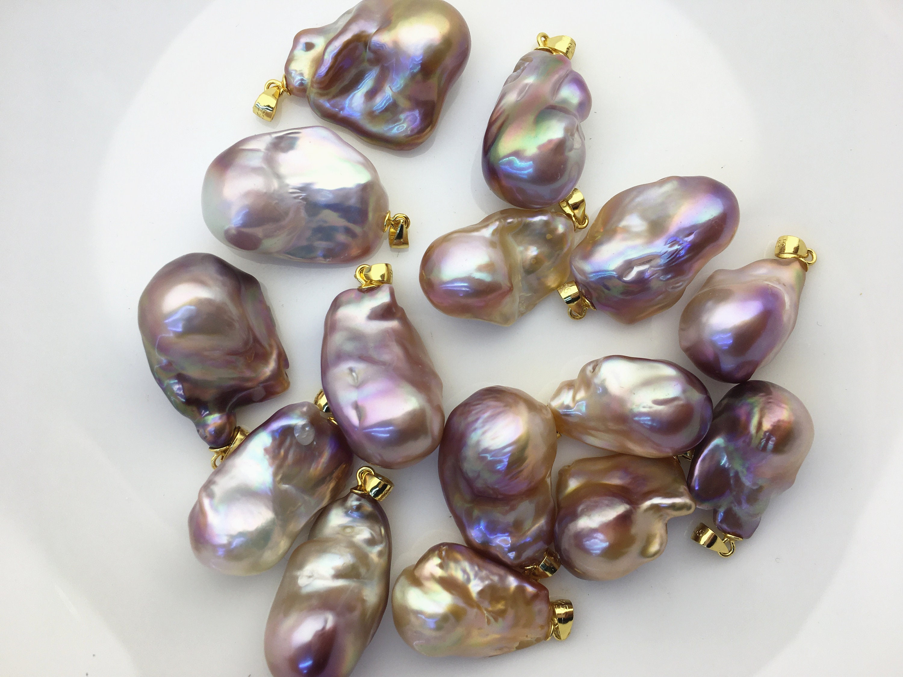 Collier Chaîne Argent Massif Avec Pendentif Perle Violette - Bijou Occasion - Style Délicat