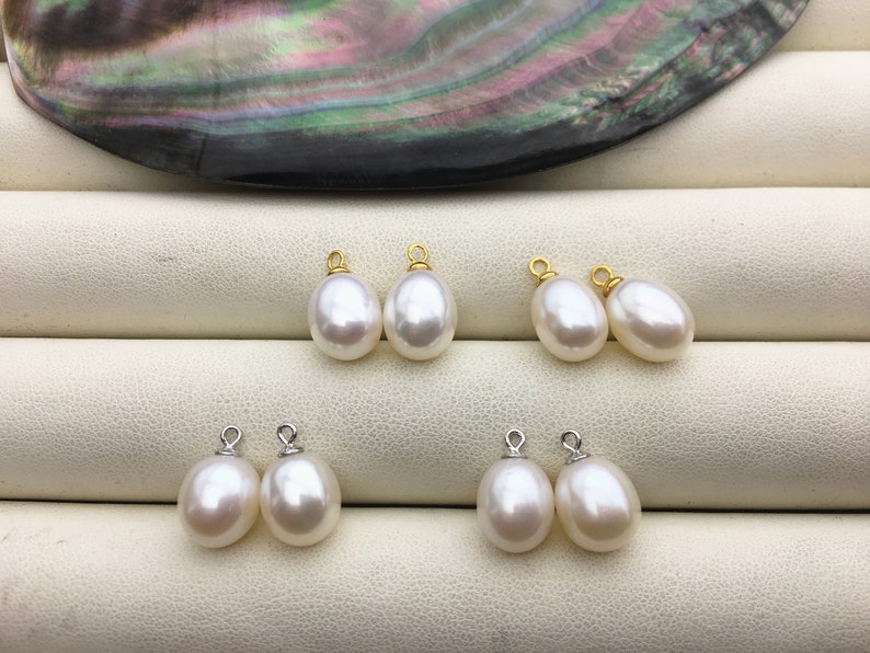 AAA 9mm White/gray Rice Pearl Dangle Earringss925 Sterling - Etsy