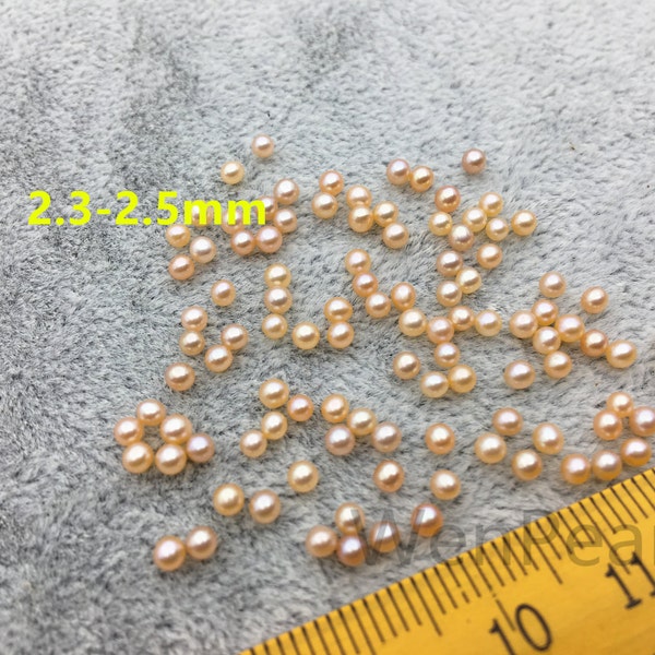 AAA 2.3-2.5mm rose graines rondes perles d’eau douce, demi-trou, minuscule fourniture de perles, bonne qualité, pas de trou, trou traversant, RP2-3A-11