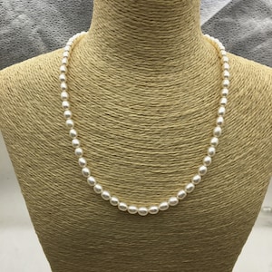 AAA 16+2&#39;&#39; 5.5-6mm white oval freshwater Pearl necklace,genuine freshwater Pearl necklace,Natural Pearl Necklace,NPN1-080