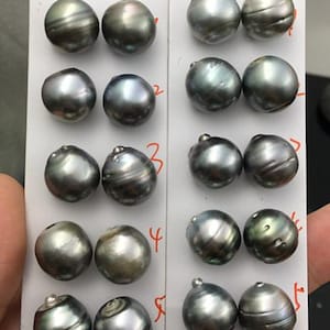 1 pair 13-14mm Gray Drop tahitian pearl pair,for make dangle tahitian pearl earrings,TH11-2A-1-3