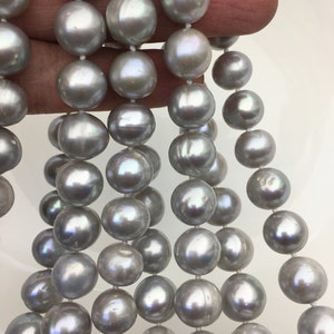 18 inches AA 11.5-13mm Big Gray Near Round Freshwater Pearl necklace,Genuine Fresh Water Pearl,NPN1-013