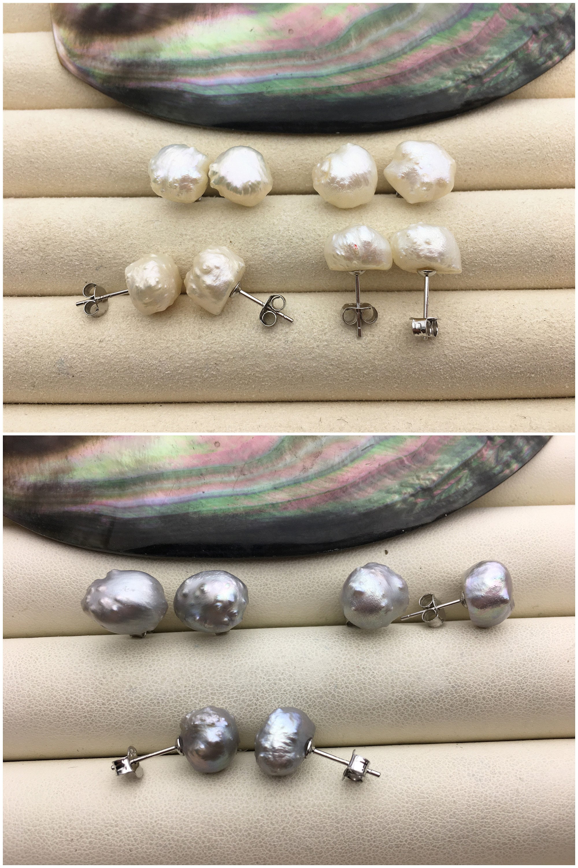 Ohrstecker Mond Süßwasser Zuchtperlen Brillanten Weißgold