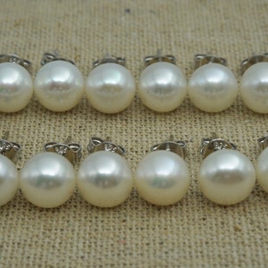 VENTE EN GROS 5 paires, 10 paires, Puces d&#39;oreilles en perles d&#39;eau douce de 8-8,5 mm, Argent sterling, Puces d&#39;oreilles en perles blanches, 8-8,5 mm, SE1-008