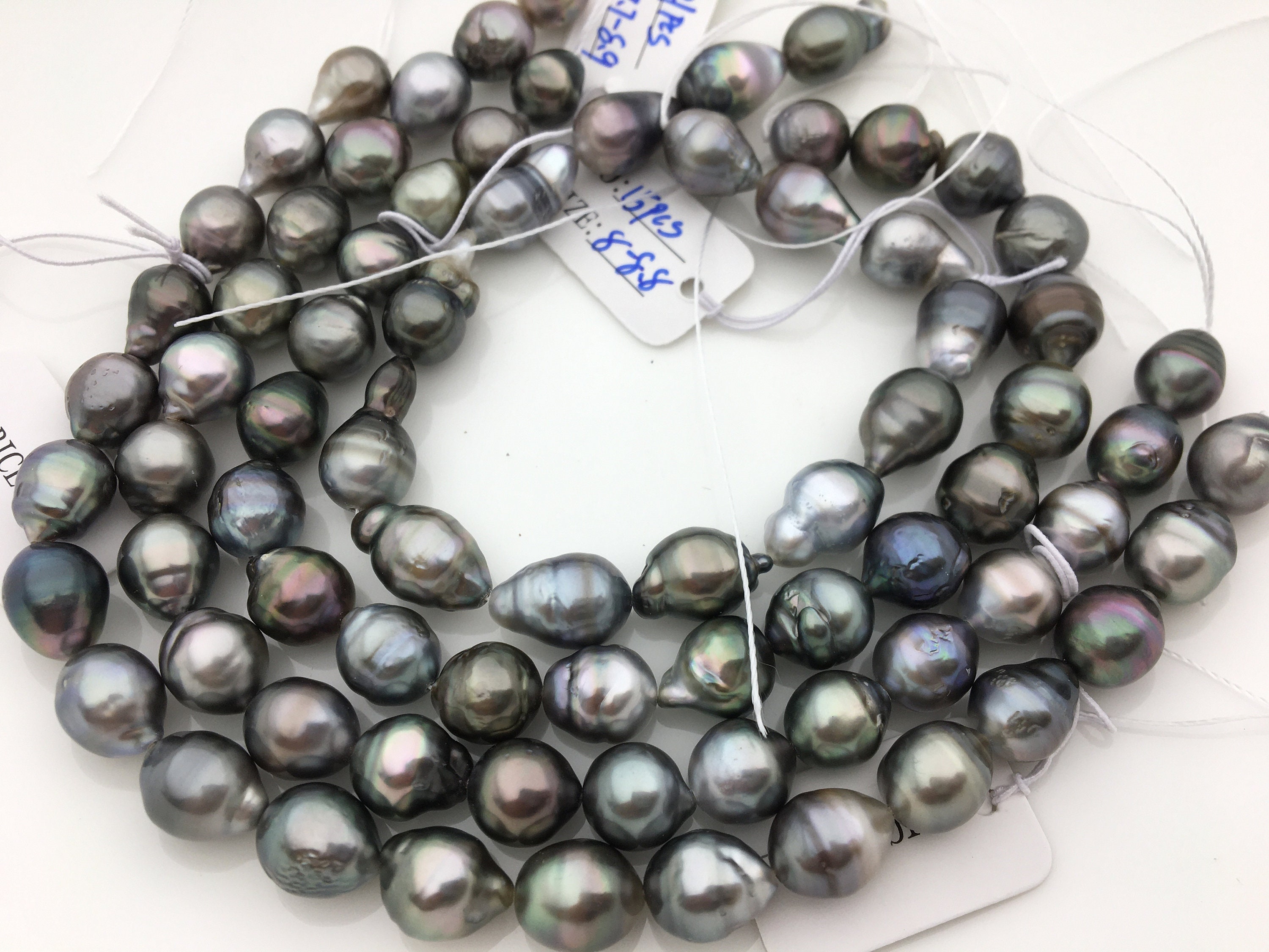 BEAUTIFUL 8-9MM NATURAL SOUTH SEA BAROQUE BLACK PEARL loose beads 14“ BEAUTIFUL 8-9MM NATURAL SOUTH SEA BAROQUE BLACK PEARL loose beads 14“