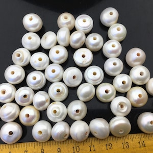 20pcs AA+ 12-13mm Big white button round freshwater pearls,2.2mm large hole,Rondelle pearl Beads,loose freshwater pearl,SM12-2A-3