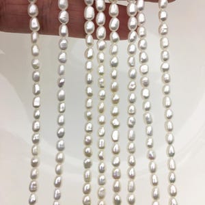 AA+ 3.5-4 mm Pequeñas perlas de agua dulce de pepita blanca, hebra de perlas de agua dulce de pepita irregular, LM3-3A-5