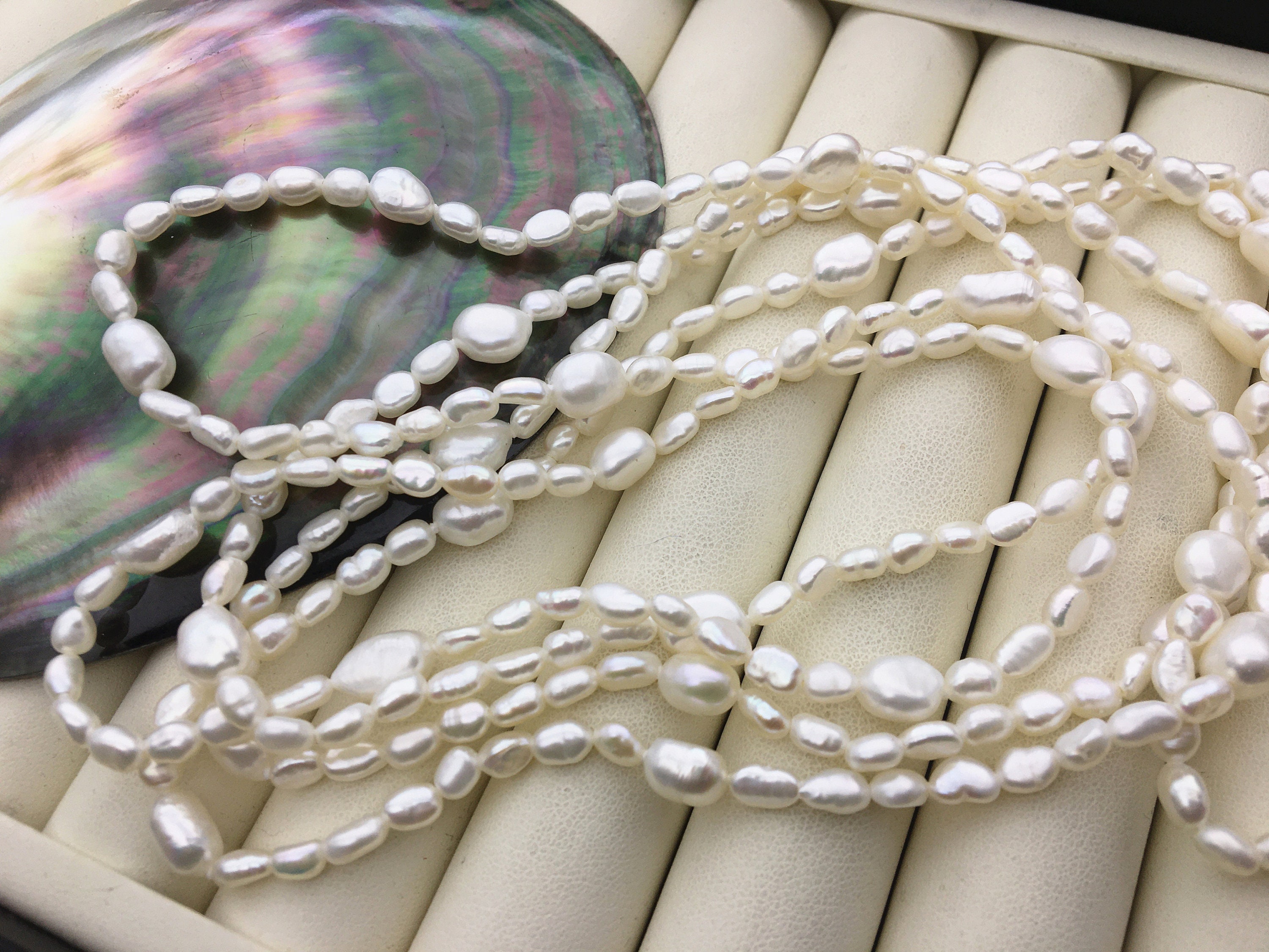 60'' 5-8mm White Nugget Freshwater Pearl Necklace,white